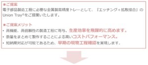 エッチング、拡散接合、Union Tray, 高機能、高性能、生産効率の改善、コスパ、高いコストパフォーマンス、短納期対応